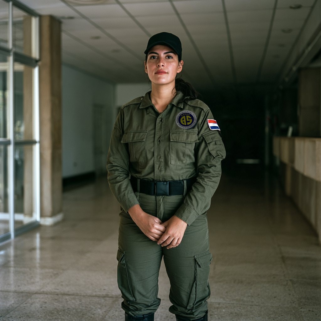 Guardia mujer de Andromeda Security en la recepción de una institución